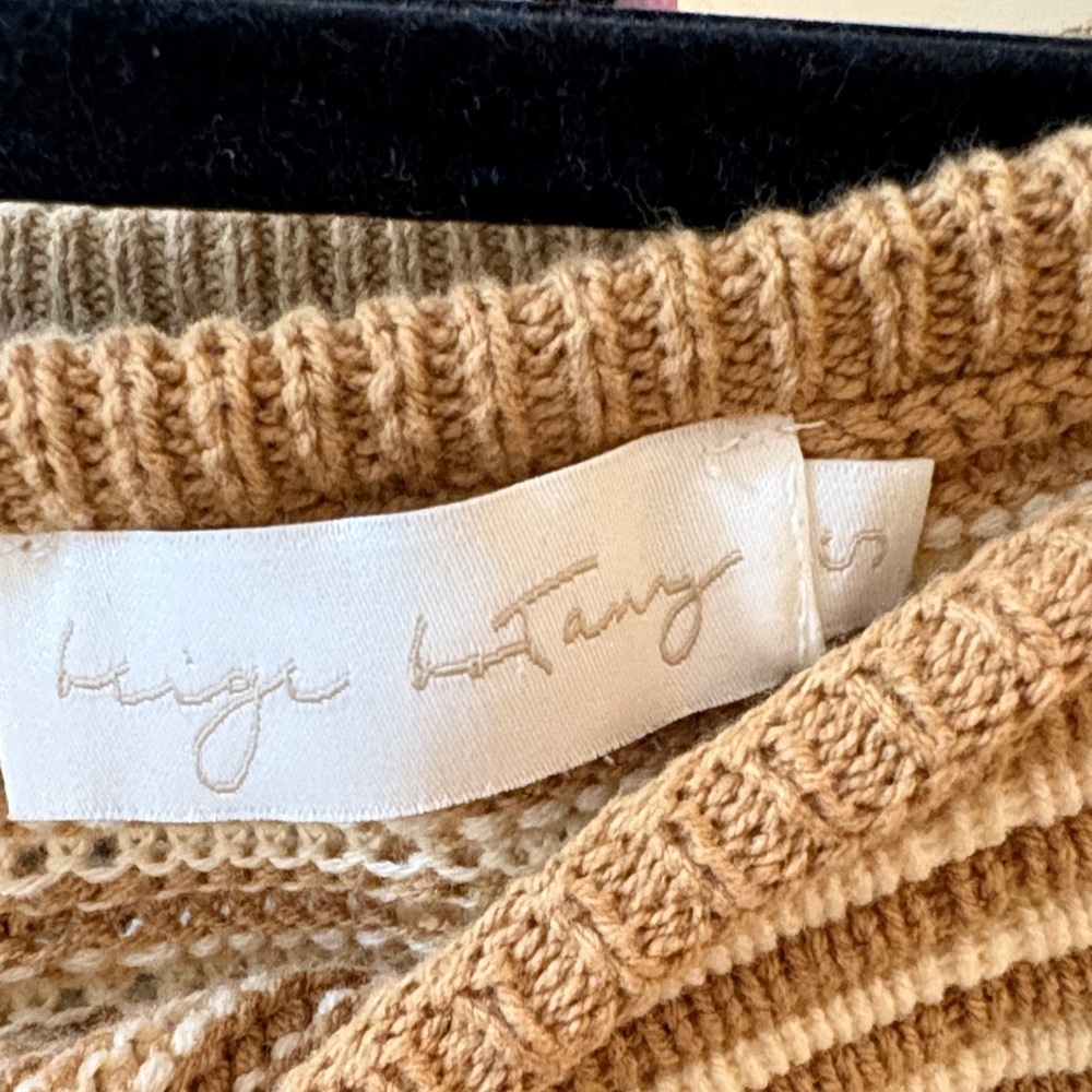 Striped Tan and Cream Crop Top - Picture 2 of 3